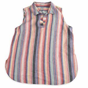 Chicos Sleeveless Linen Blouse Womens Chicos size 3 US 16 XL Striped No Iron Top